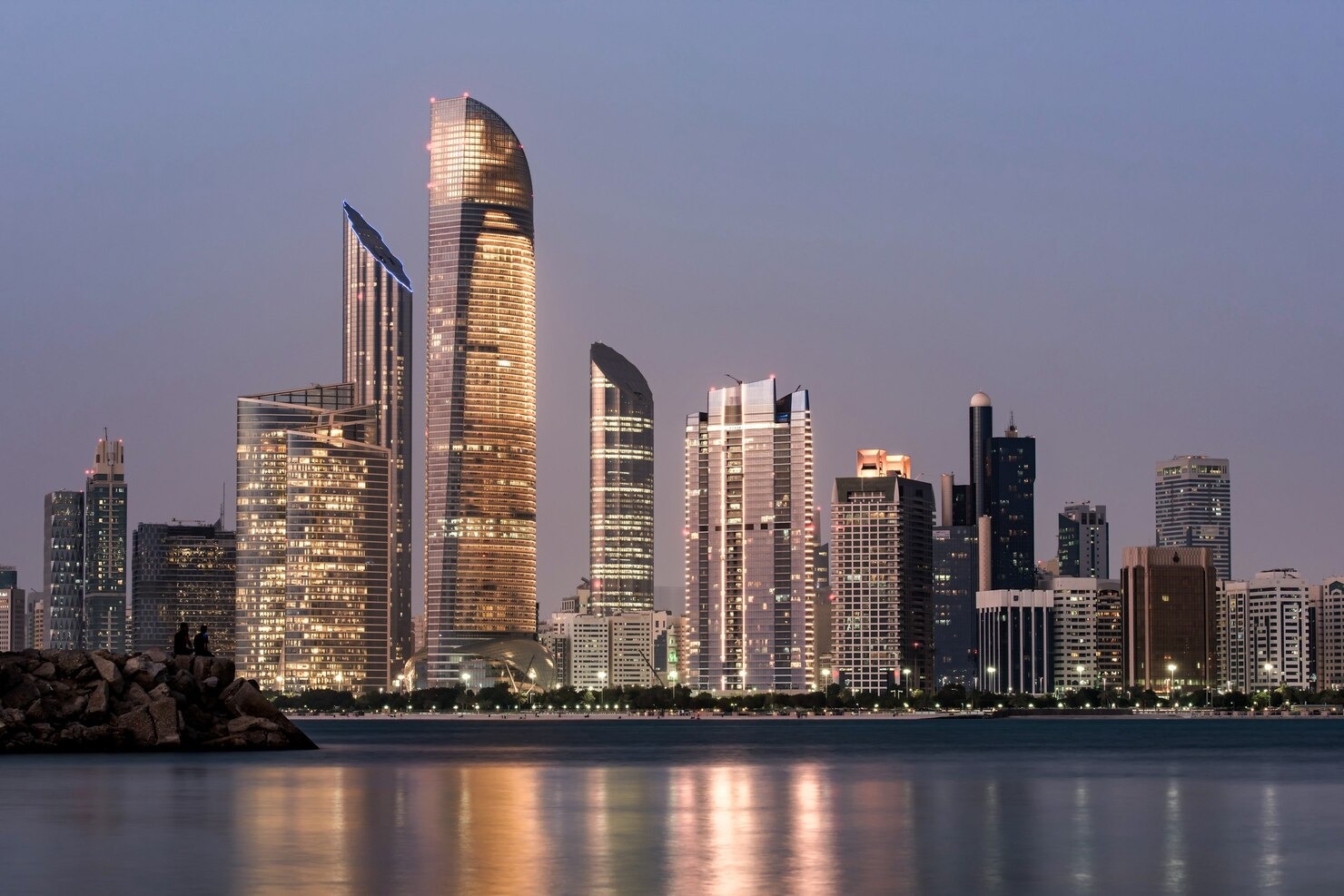 Abu Dhabi skyline for international cargo shipping
